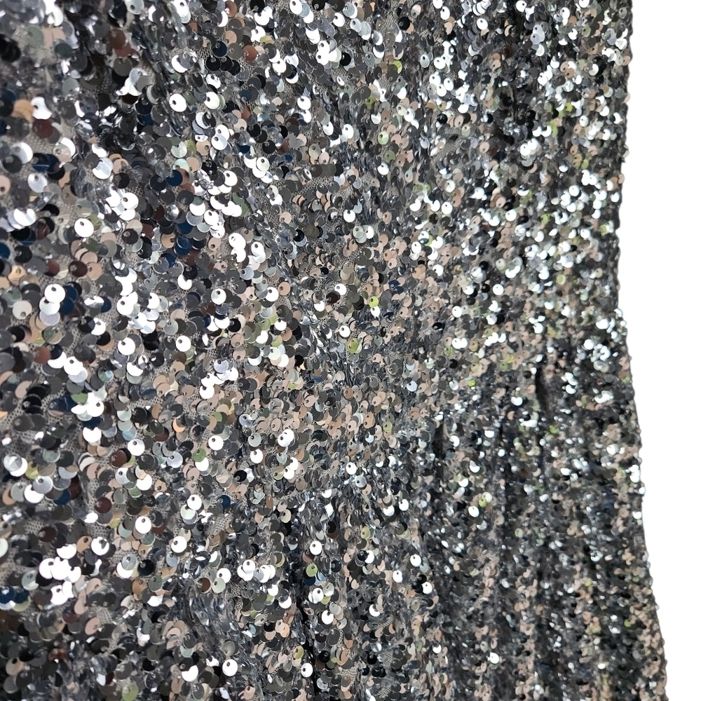 Sachin + Babi Quinn Silver Metallic Sequins Mini Dress 4 Party Glittery Shimmery - Picture 8 of 16